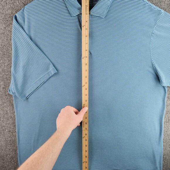 Peter Millar Seaside Polo Shirt Striped Blue XL Stretch Golf Short Sleeve Adult - Picture 3 of 11